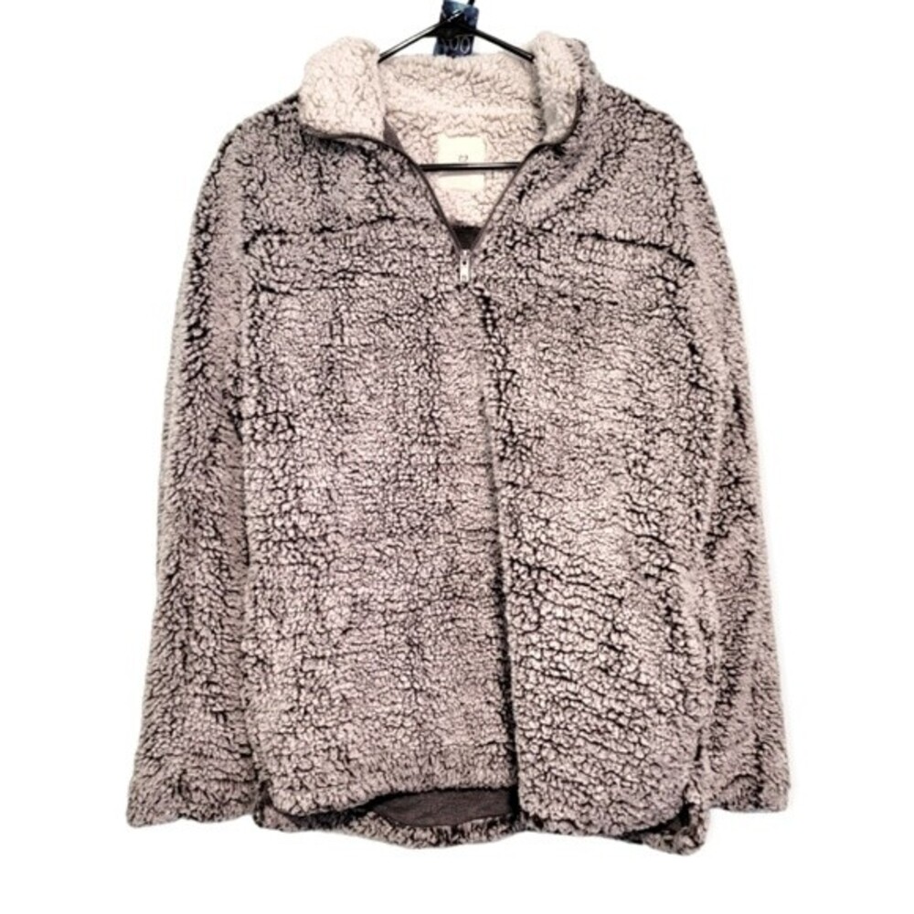 Thread & Supply Gray Sherpa Quarter Zip Pullover Top Size Small